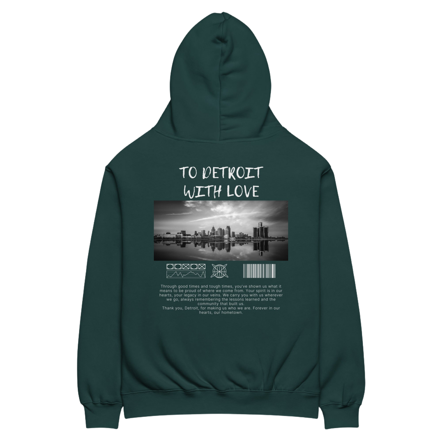 To Detroit with Love skyline Unisex oversized hoodie