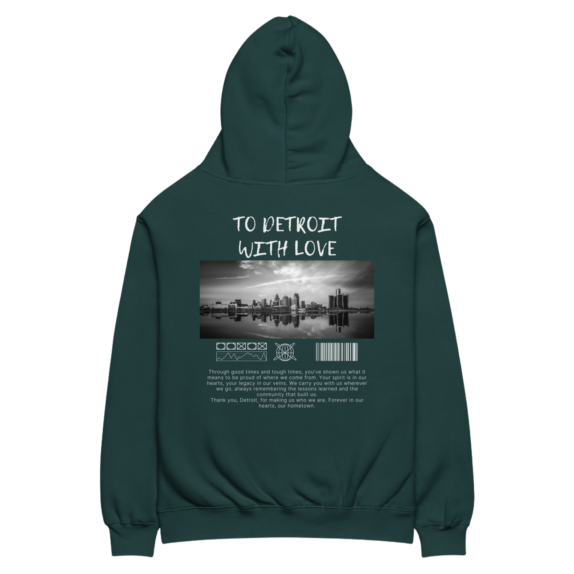 To Detroit with Love skyline Unisex oversized hoodie