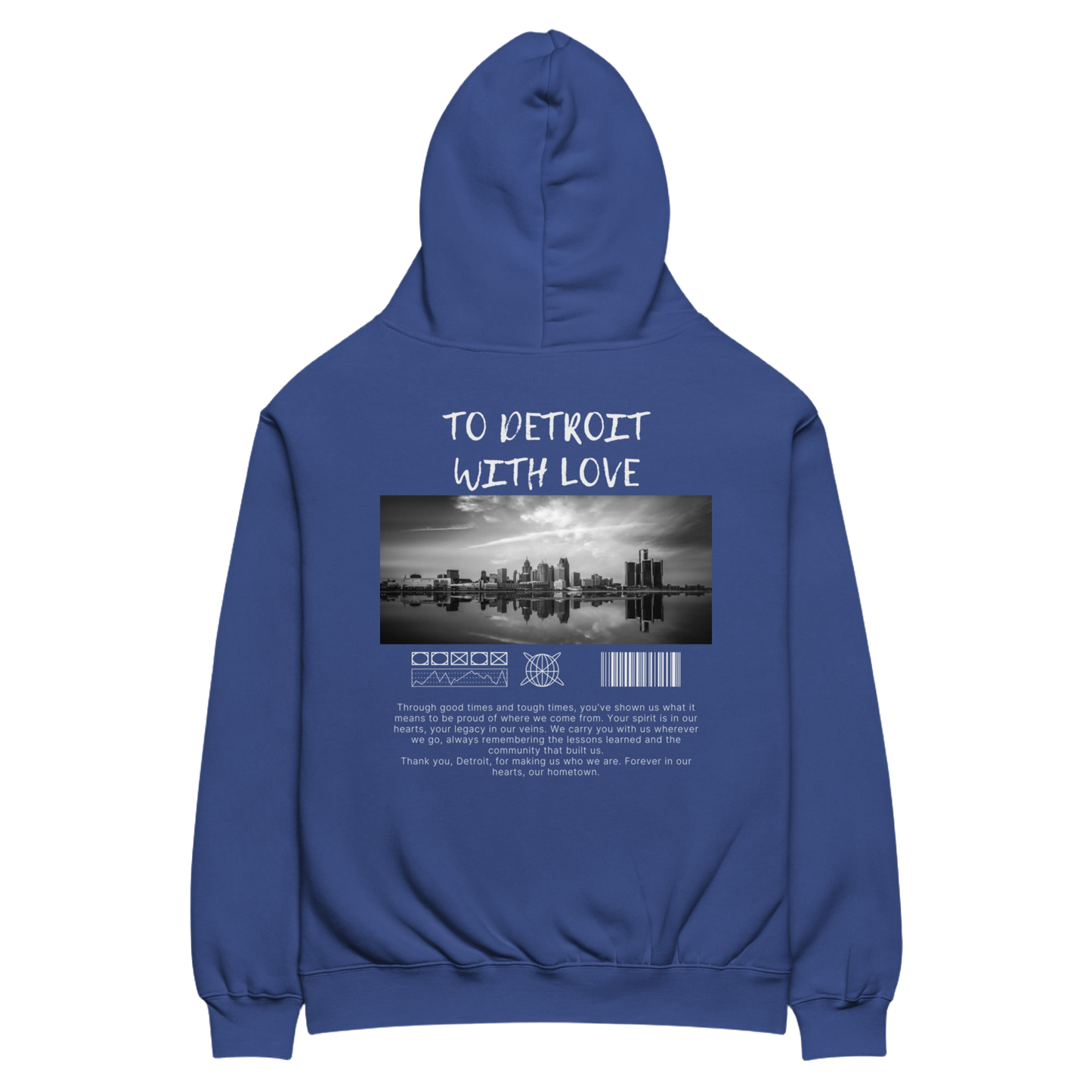 To Detroit with Love skyline Unisex oversized hoodie