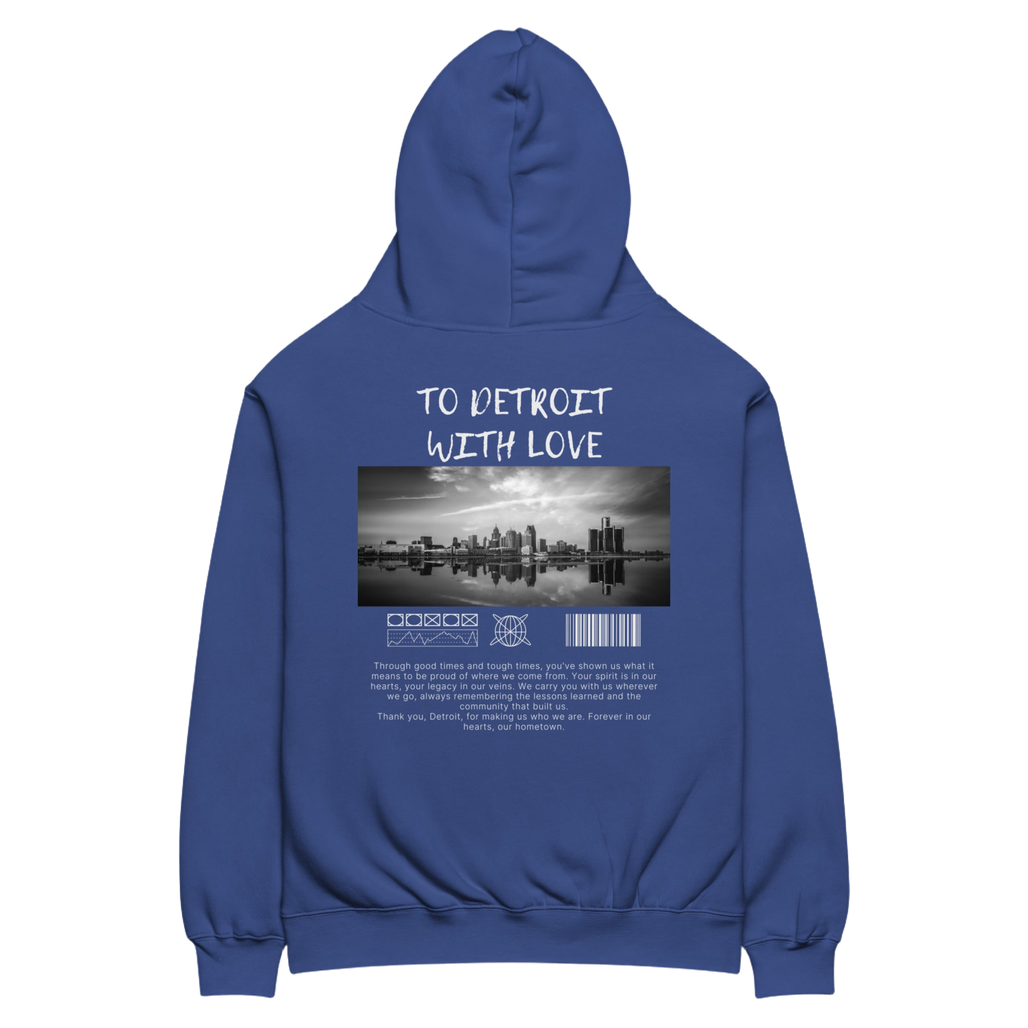 To Detroit with Love skyline Unisex oversized hoodie